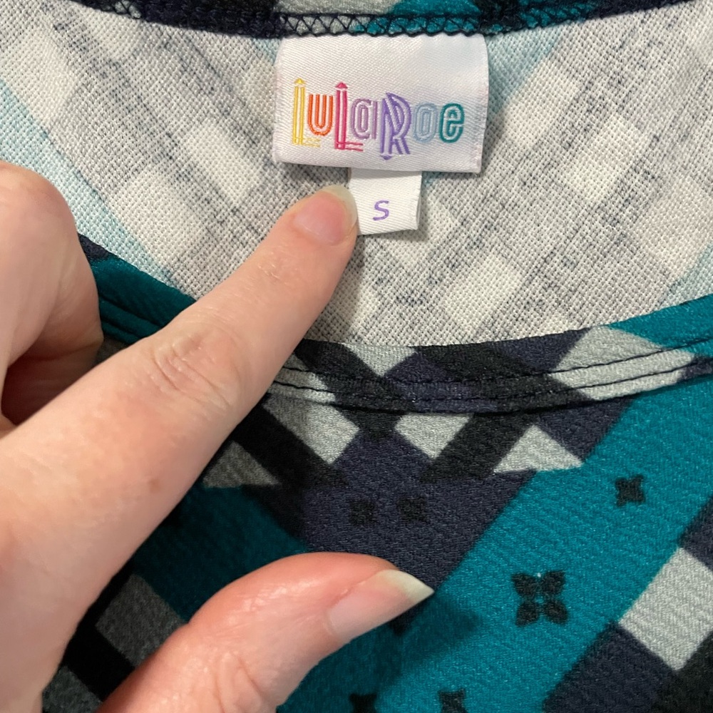 LuLaRoe Blue and Black Fit and Flare Midi Dress Nicole - Picture 6 of 6